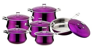 Heißer Verkauf 12 Stück Dickes Kupfer Caldero Edelstahl breite Kante Induktion kochgeschirr Set kommerzielle Kochtöpfe - Product Image 6