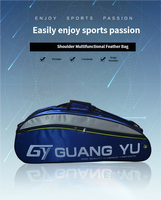 Sac à dos de badminton Guang Yu en tissu imperméable 700D, capacité extra-large pour 6 raquettes, multi-poches, sac de sport à bandoulière et à main