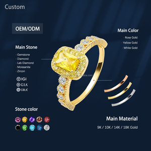 แหวนหมั้นแต่งงานแหวน Promis แหวนพลอยใน14K สีเหลืองทองเพทายล้อมรอบเครื่องประดับแหวนที่กำหนดเองผู้หญิง - Product Image 1