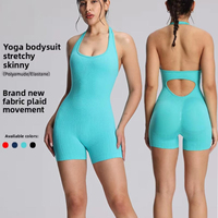 Combinaison de yoga sans couture pour femmes, dos nu, élastique, contrôle du ventre, lifting des hanches, combinaison de sport sans manches, une pièce, tenue de sport