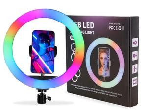 RGB светодиодная кольцевая лампа для селфи со штативом, яркая кольцевая лампа с регулировкой яркости с пультом дистанционного управления для TikTok Youtube Vlog - Product Image 5