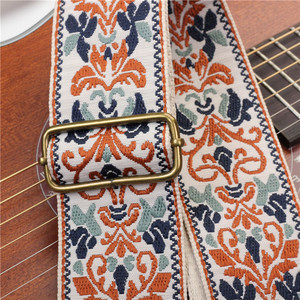 Correa de guitarra acústica bordada, cinturón de bajo de cuero, correas de guitarra eléctrica con extremo de cuero de Caballo Loco, GS-75 Longteam - Product Image 3