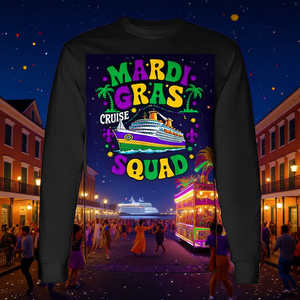 Maglietta a Maniche Lunghe per Squadra di Viaggio Mardi Gras, Coordinata per Famiglia, Gita 2025 a New Orleans - Product Image 3