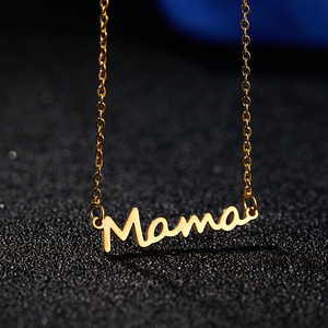 Regalos del Día DE LA MADRE letra inicial personalizada mamá colgante collar chapado en oro joyería de acero inoxidable para mujeres - Product Image 1