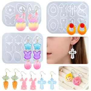 قوالب سيليكون للراتنج الإيبوكسي على شكل أرنب وبيضة وفراشة وزهرة لصنع سلاسل المفاتيح والمجوهرات والقلادات والأقراط - Product Image 1