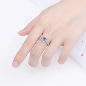 Harga pabrik cz kubik zirkon berlian abadi cincin pertunangan perhiasan wanita Sterling Silver 925 perhiasan cincin pernikahan