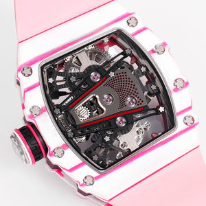 Montre mécanique automatique squelette ETA de qualité supérieure pour homme, boîtier dégradé blanc-rose, mouvement visible, bracelet en caoutchouc, luxe et sport - Product Image 5