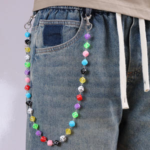 Cadena de cintura unisex con dados acrílicos coloridos, cadena corporal de una sola capa para uso diario. - Product Image 1