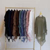 Khimar en Chiffon de Haute Qualité à 3 Couches, Grand Voile pour la Tête, Ramadan, Aïd, Niqab Islamique, Abaya de Prière, Jilbab, Khimar