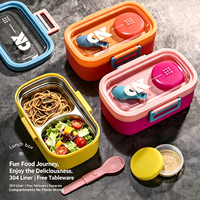 Boîte à lunch scolaire pour enfants C221 sans BPA, compatible micro-ondes, en acier inoxydable, 2 compartiments, avec cuillère