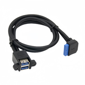 20-Pin Right Angle Usb 3.0 Extension Cable With <b>Screw</b> Holes For Front Panel Connection Left Right Up Down Bend Options - Product Image 3