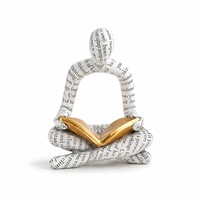 Sculpture moderne en résine blanche représentant une figurine lisant, avec impression d'alphabet et livre doré, décoration artistique de table pour bureau, salle d'étude et bibliothèque