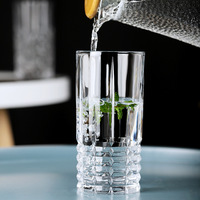 Verre Highball Européen à Base Lourde, Transparent, Sans Plomb, avec Grille Gaufrée