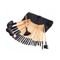 Lot de 24 pinceaux de maquillage professionnels en bois à poils synthétiques, sans cruauté animale, pour artistes maquilleurs, pinceaux plats pour anticernes et visage