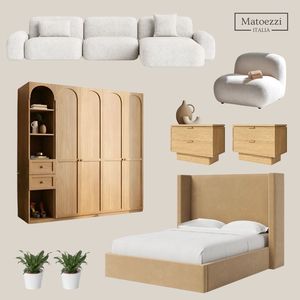 Modern Cozy Minimalist Wood Bedroom Furniture Set with Customized <b>Storage</b> and Tufted Design for Apartment and Hotel Use - Product Image 1