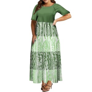 Pacific Island Art Design femmes robes élégantes en gros personnalisé vert grande taille femmes décontracté <span class=keywords><strong>robe</strong></span> de soirée Maxi <span class=keywords><strong>robe</strong></span> <span class=keywords><strong>tahitienne</strong></span> - Product Image 1