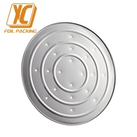 Plat à pizza jetable en aluminium de 9 pouces et 11 pouces avec trous d'aération, qualité alimentaire, plat de cuisson plat pour la restauration, alliage 8011, tempérament doux