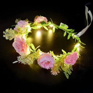 Coronas de Flores Luminosas con Luces LED, Guirnaldas Florales para Novias, Accesorios para Bodas, Cumpleaños, Mardi Gras y Fiestas - Product Image 3