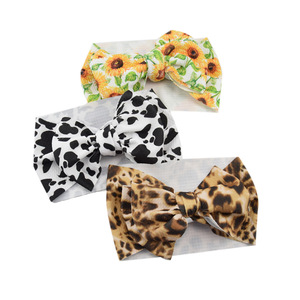 Children's Hair Accessories Wide Hair Band <strong>Baby</strong> Headgear <strong>Headband</strong> DIY Fabric Spendex Sweet Style <strong>Big</strong> Bow Head Flower Printing - Product Image 1