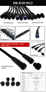 M8 M12 M16 M18 M20 không thấm nước <span class=keywords><strong>d</strong></span>ẫn kết nối 3 <span class=keywords><strong>pin</strong></span> 3 lõi IP65 IP67 IP68 Nam Nữ cắm đồng liên hệ với 10A đánh giá hình tròn - Product Image 6