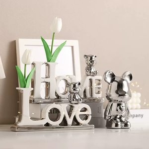 Jarrón Decorativo de Porcelana Blanca Hecho a Mano de Lujo Nórdico con Adornos de Alfabeto, <span class=keywords><strong>Decoración</strong></span> Creativa para Sala de Estar con Diseño Geométrico - Product Image 2