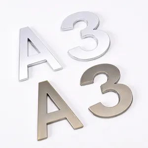 Car Accessory Custom Car Sticker 4D Metal Letter ABS Plating Sliver License Plate Letters Number Plate Metal Name Plate