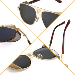 Nuevas Gafas de Sol Retro Steampunk para Hombre, Lentes de PC con Protección UV400, Montura de Malla Dorada y Negra, a la Moda, para Conducir, C1 - Product Image 4