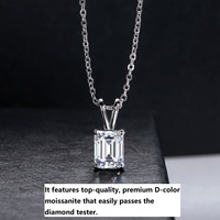 Collier pendentif en moissanite de haute qualité, taille solitaire |   Certifié GRA |   2 Ctw |   Émeraude |   Femmes |   Artisanat exquis S925