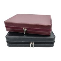 Coffret de 18 compartiments en métal à bouton-poussoir, étui zippé en cuir PU et EVA, présentoir pour pierres précieuses et diamants, idéal pour les détaillants de bijoux en voyage