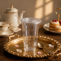 Vente flash : couvercles en plastique PET/Rpet transparents de 98 mm, design plat, personnalisables, pour café, bubble tea, boissons froides