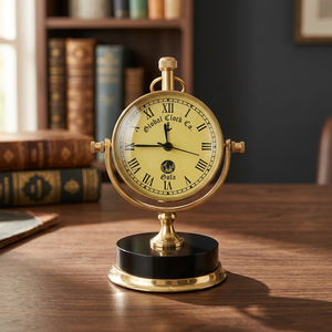 Vintage Brass Desk <b>Clock</b> Round Table <b>Clock</b> Mechanical Analog Timepiece for Home Office Study Decor - Product Image 2