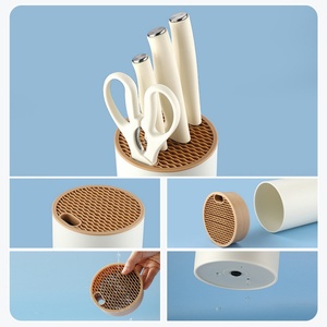 Ensemble de couteaux de cuisine en acier inoxydable, nouveau design, 5 pièces, ensemble de couteaux de chef, ensemble de couteaux avec manche en plastique et bloc - Product Image 5