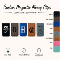 Porte-billets fin personnalisé en cuir PU gravé sur mesure, avec clip magnétique, vierge pour gravure laser DIY