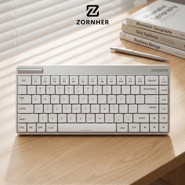 ZORNHER LK75 Ultimate Black Low Profile Keyboard Tri-mode Aluminum Shell Gasket Structure Compatible with Mac Apple Laptops