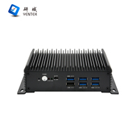 Intel N97 4 I210 GbE LAN 2 RS232/485 COM HD M.2 NVMe 2.5in SATA 12-24V DC Win10 Ubuntu Mini PC Industri Tanpa Kipas