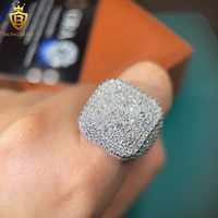 Bague en argent véritable 925 avec moissanite pour homme, style hip-hop, sertie de moissanites, bijoux de haute qualité, passe le test du diamant