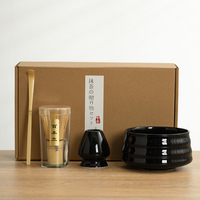Vente en gros de thé vert japonais pour la cérémonie du thé, poudre de thé vert, fouet en bambou Chasen, boîte en papier, ensemble de fouet à matcha avec bol en céramique