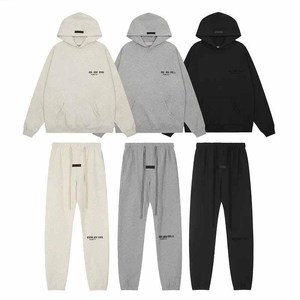 Nuevo Conjunto Deportivo Informal <span class=keywords><strong>para</strong></span> <span class=keywords><strong>Hombre</strong></span>, Sudadera de 2 Piezas, Sudadera con Capucha Extra Grande, ESS ESS Gris Jaspeado, 100% Algodón, Estampado Flocado, Felpa - Product Image 1