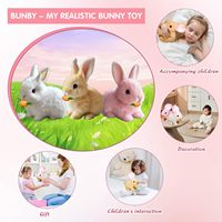 Bunby Brown Jouet de lapin réaliste Animal en peluche interactif avec oreilles tremblantes sautantes pour enfants
