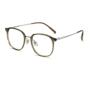 Kính mắt khung tròn siêu nhẹ phong cách Punk, kiểu vuông 52 TR, gọng titan, màu nâu trắng, dành cho nữ, phong cách Hàn Quốc - Product Image 1