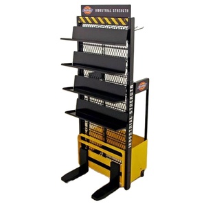 Kim loại tầng thường vụ hiển thị <span class=keywords><strong>Rack</strong></span> bốn Tier kép side có thể điều chỉnh kệ đơn vị cho ô tô pin bán lẻ nhà để xe hội thảo - Product Image 1