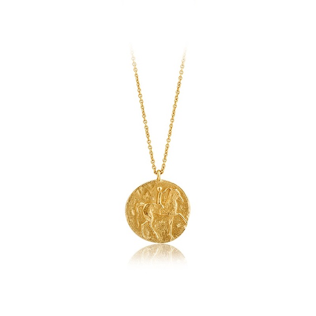 Disc Romantic 18K Gold Popular Zodiac Handmade Medallion Fashion Quality Brass Pendant Necklace