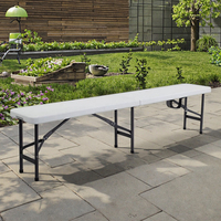 Banc pliable de jardin d'extérieur en plastique, vente chaude, 6 pieds, pliable en deux