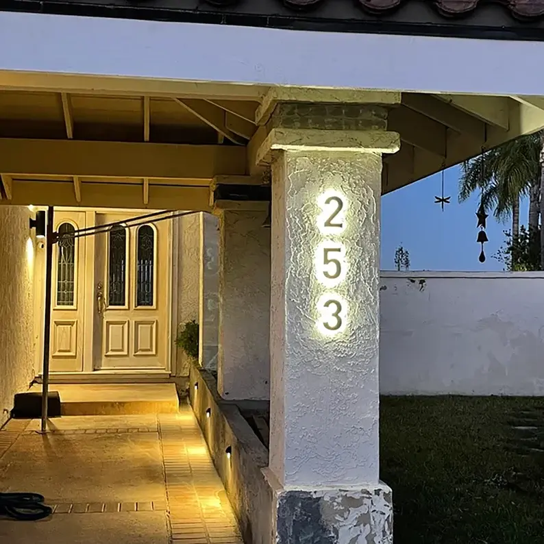 Neues Design wasserdicht LED Acryl Hausnummer Licht der Haustür Zeichen