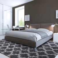 Tapis rond en fausse fourrure, accessoire lavable à poils longs, gris foncé, blanc, Design moderne, doux pour salon