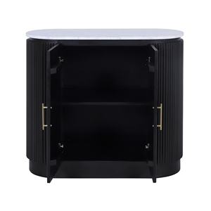 Mobiletto a 2 ante scanalato con piano in pietra, consolle moderna per ingresso, ufficio, soggiorno o esposizione - Product Image 3