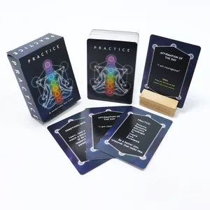 Juego de cartas inspirador para practicar preguntas, juego de cartas divertidas impresas en fábrica con impresión personalizada para meditación y afirmación activa