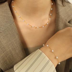 Women's Pearl Necklace <b>Set</b> Imitation Pearl Chain <b>Bracelet</b> Jewelry Gift Fashion Jewelry <b>Sets</b> - Product Image 4