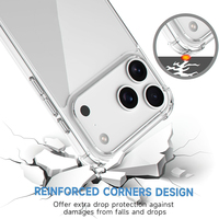 Étui de téléphone transparent premium en TPU+PC avec recharge sans fil pour 17 Pro Max, avec logo personnalisé, anti-chute, coque mobile transparente