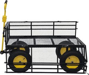 頑丈1000LBSスチールメタルガーデンカート180回転ハンドル13インチタイヤ1000LBSガーデンメッシュカートツールプラットフォームカート - Product Image 4